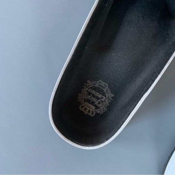 Juicy Couture Open Toe Comfort Slip On Slides Sandals 6.5 Black White - Picture 7 of 8